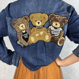 Camicia corta in denim con orsetti 224101JC768ORSETTO DENIM OFELIA 