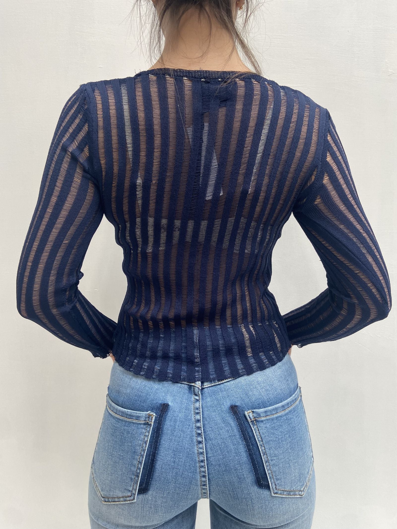 Maglia trasparente maniche lunghe 25002 BLU OFELIA 