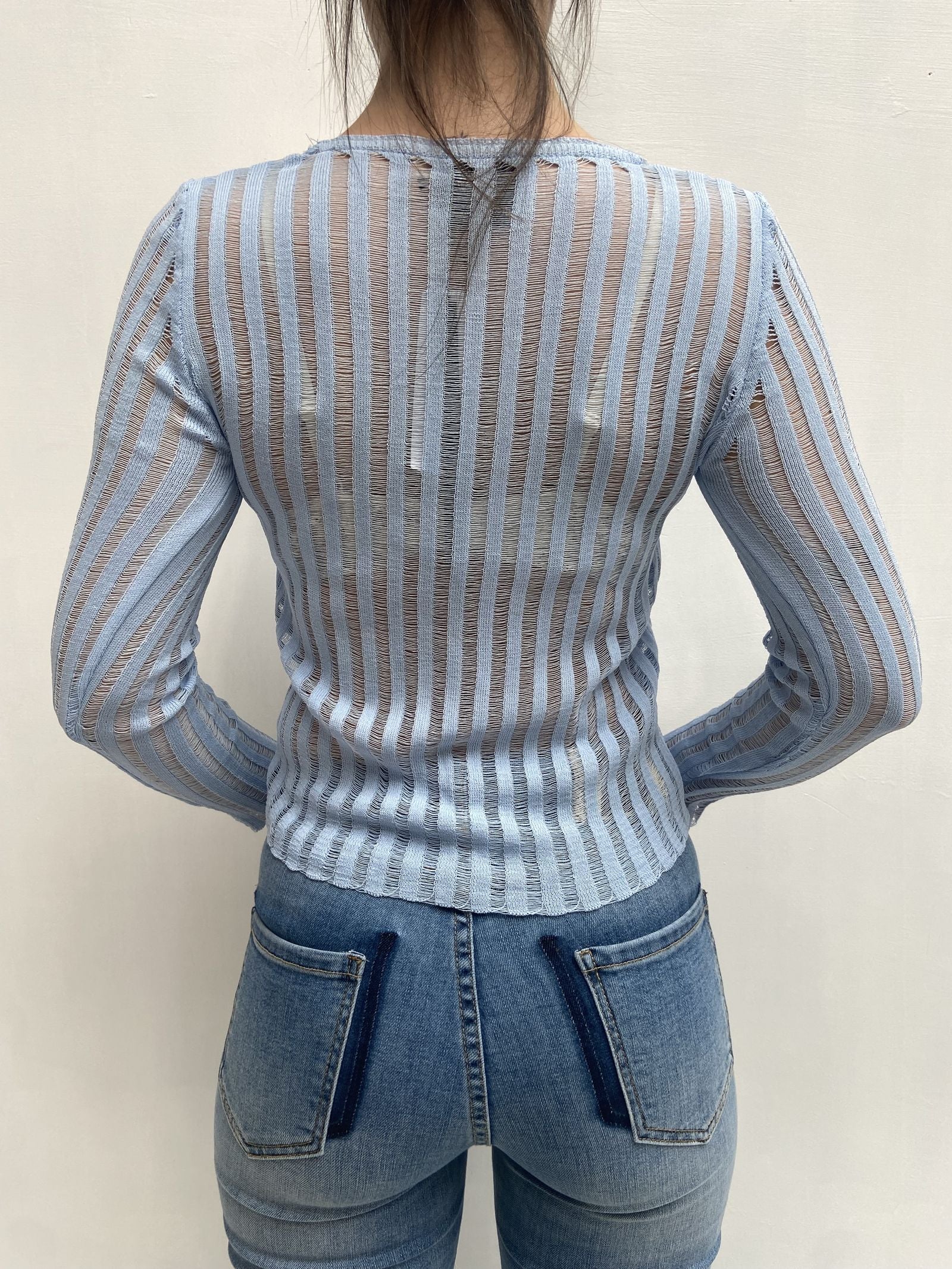 Maglia trasparente maniche lunghe 25002 CERULEO OFELIA 