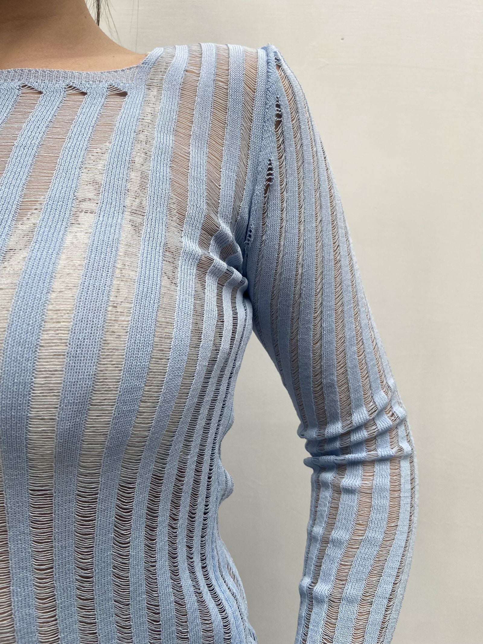 Maglia trasparente maniche lunghe 25002 CERULEO OFELIA 
