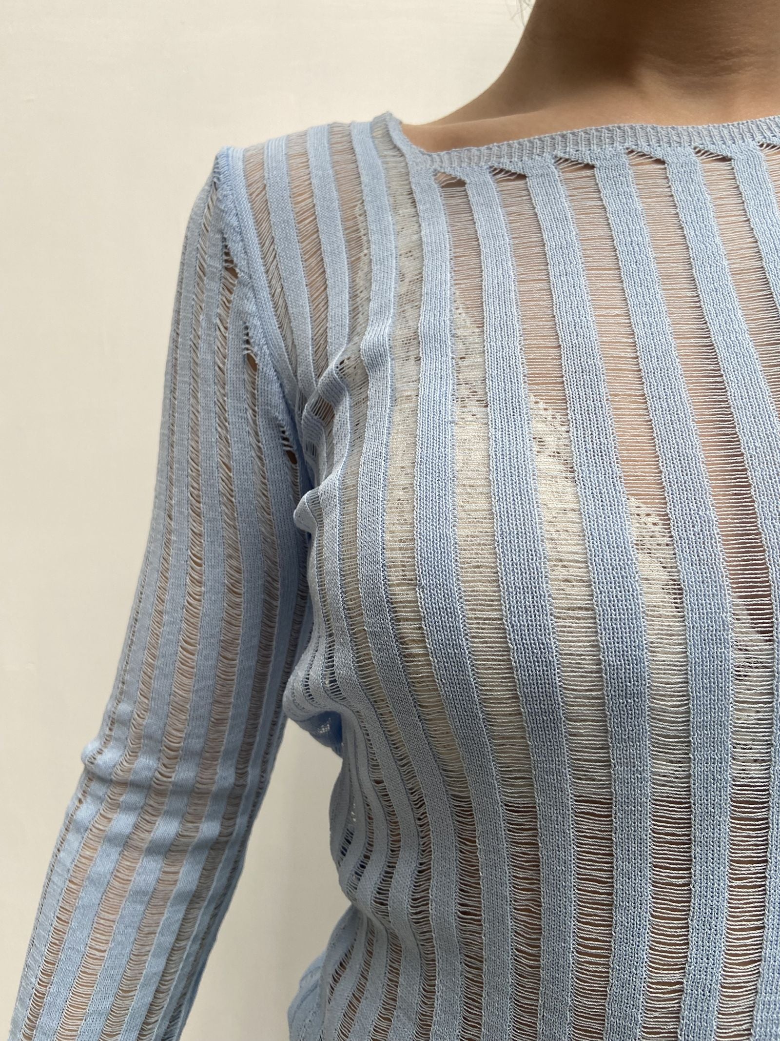 Maglia trasparente maniche lunghe 25002 CERULEO OFELIA 