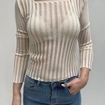Maglia trasparente maniche lunghe 25002 PANNA OFELIA 