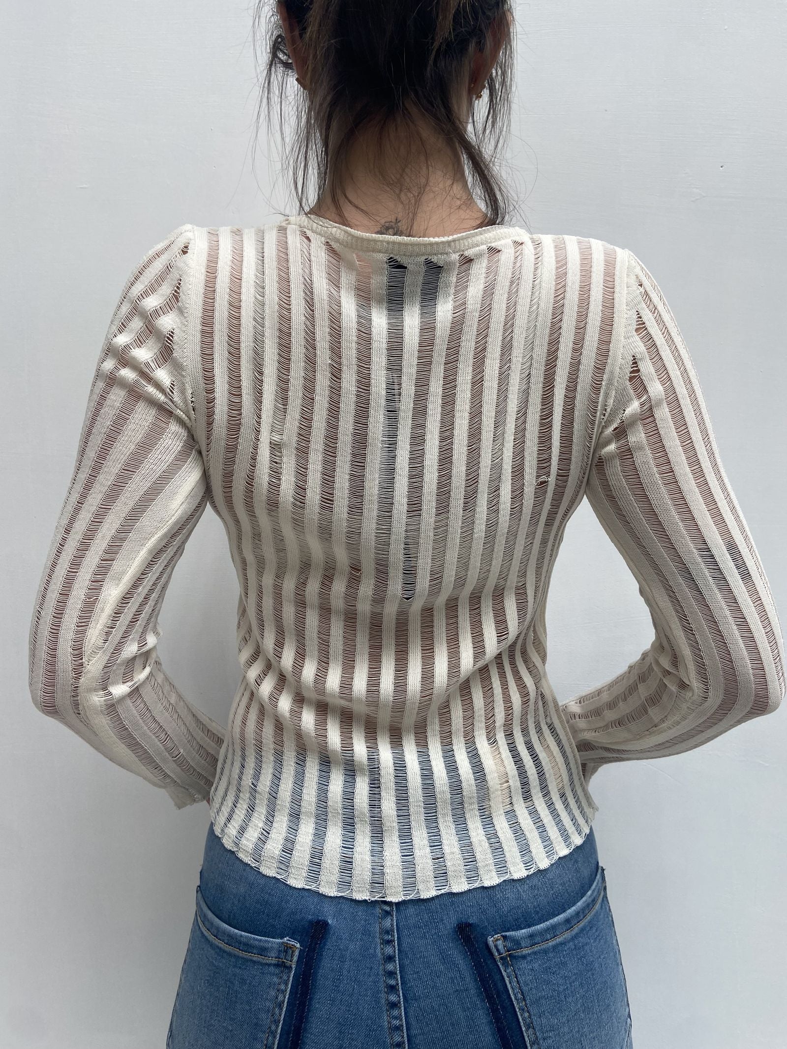 Maglia trasparente maniche lunghe 25002 PANNA OFELIA 