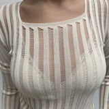 Maglia trasparente maniche lunghe 25002 PANNA OFELIA 