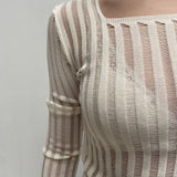 Maglia trasparente maniche lunghe 25002 PANNA OFELIA 