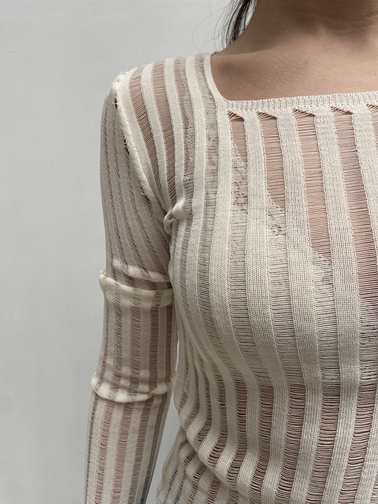 Maglia trasparente maniche lunghe 25002 PANNA OFELIA 
