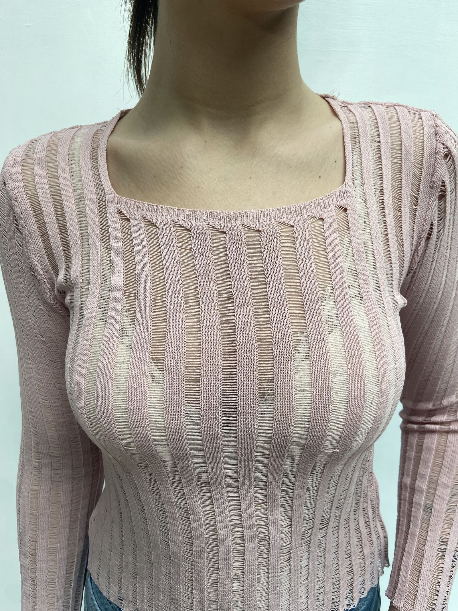 Maglia trasparente maniche lunghe 25002 ROSA OFELIA 