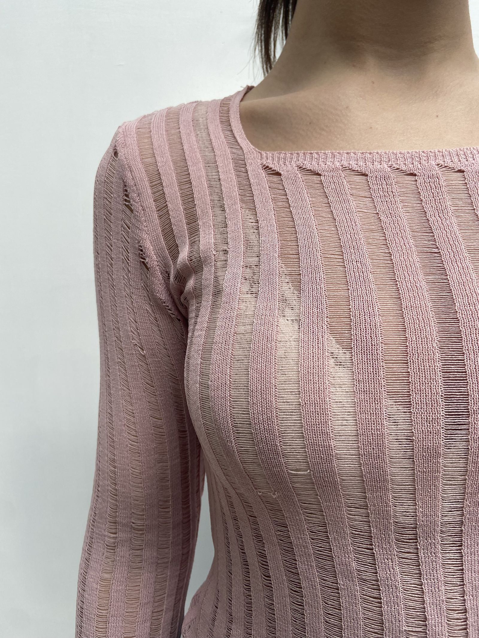 Maglia trasparente maniche lunghe 25002 ROSA OFELIA 