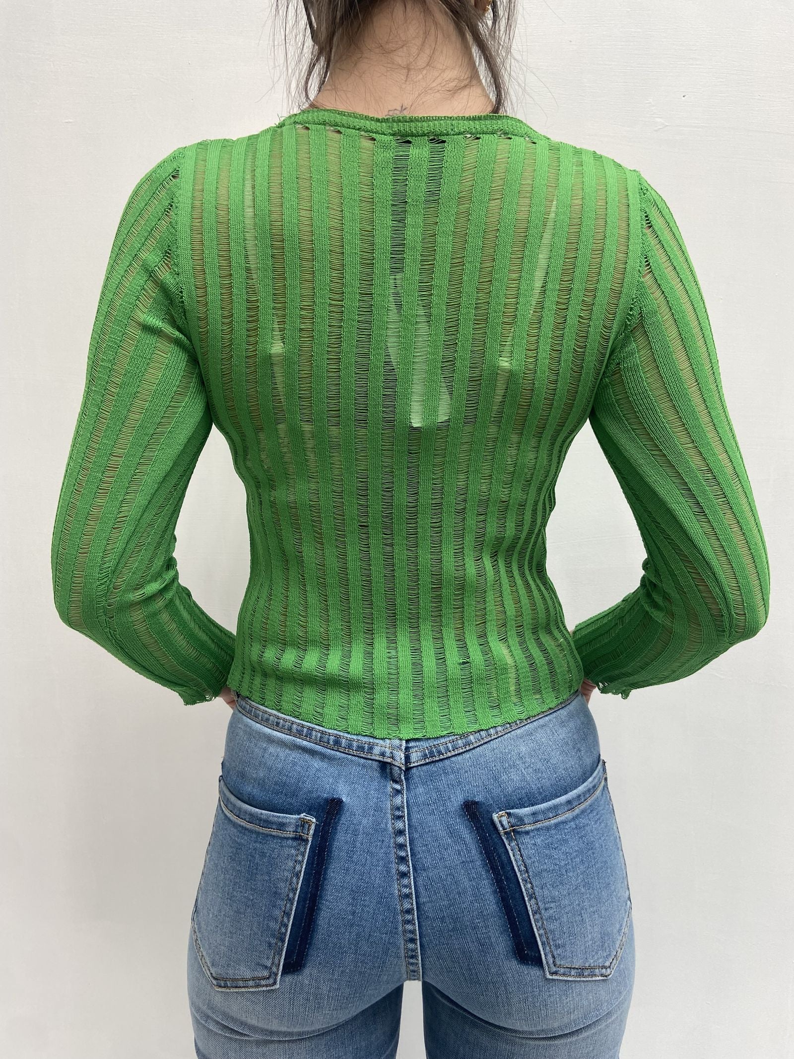 Maglia trasparente maniche lunghe 25002 VERDE OFELIA 