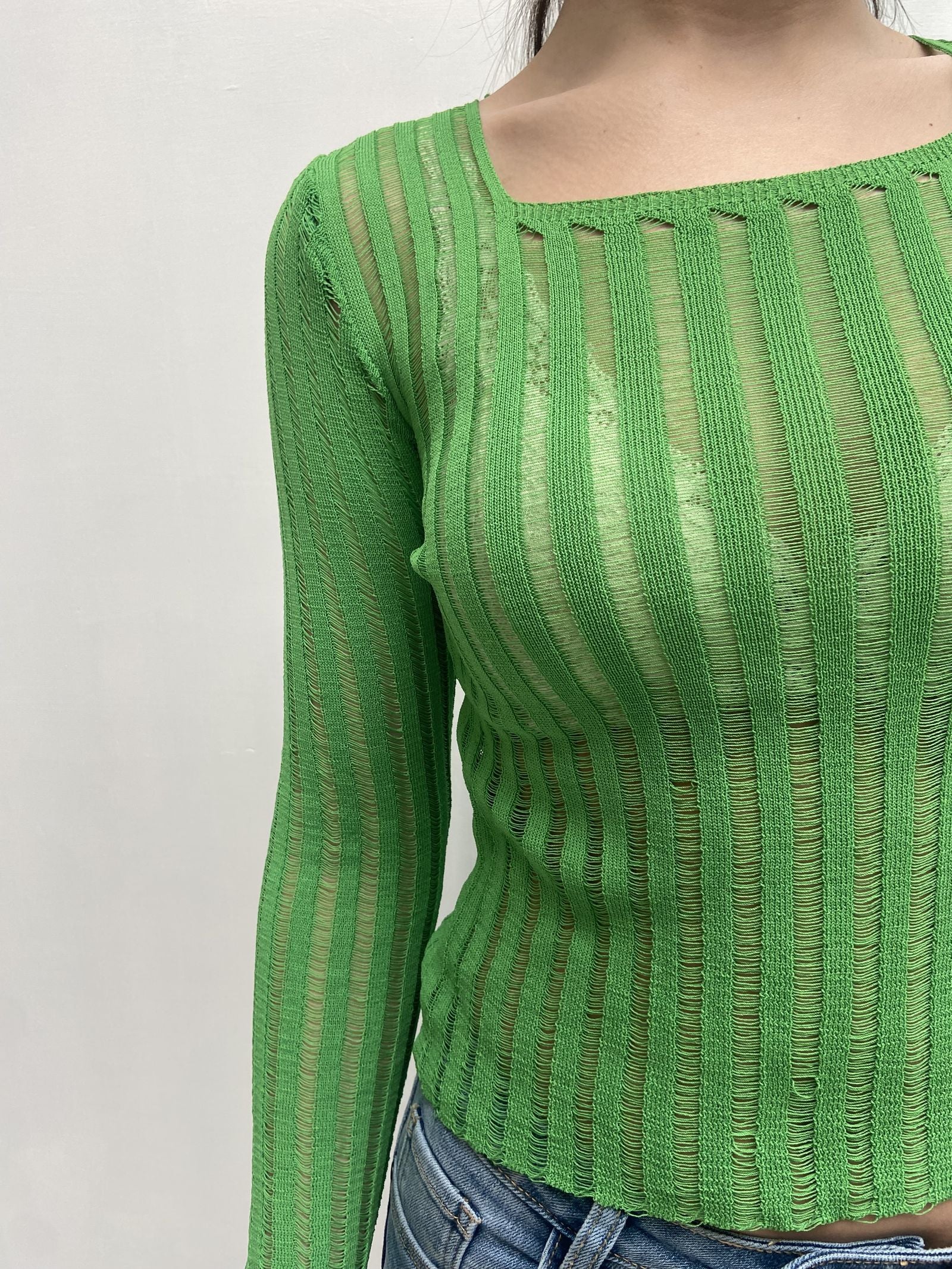 Maglia trasparente maniche lunghe 25002 VERDE OFELIA 