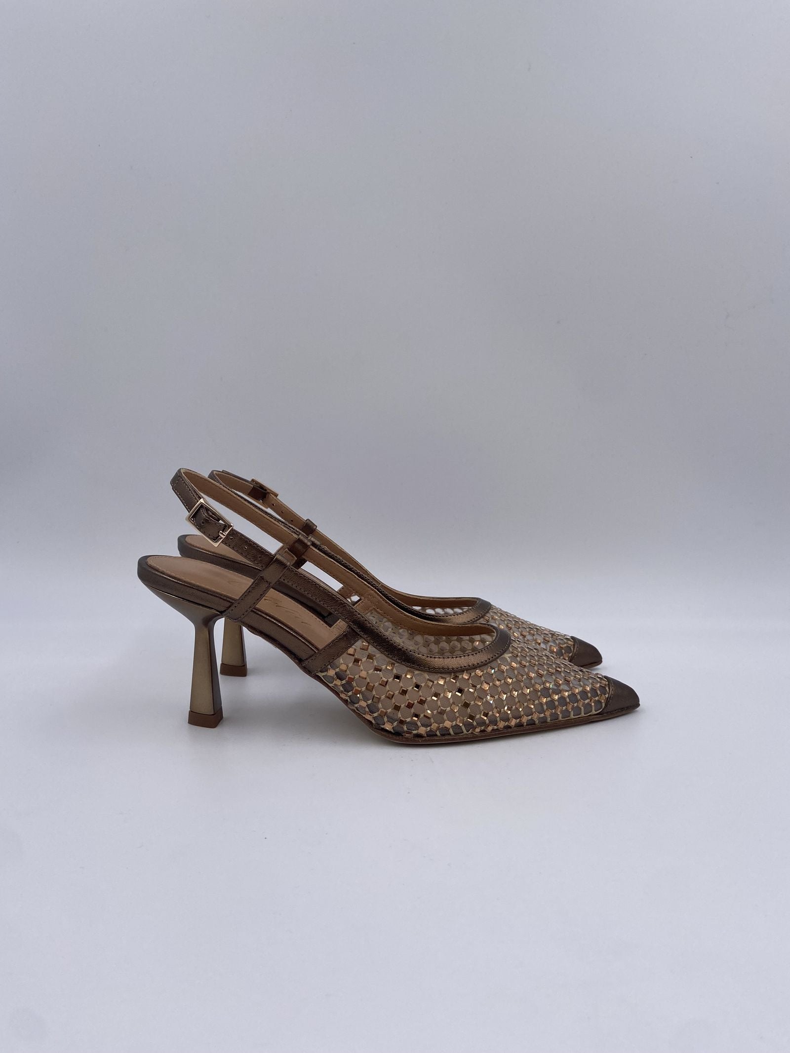 Slingback con dettaglio rete e perline - Ofelia 2528 BRONZO OFELIA 