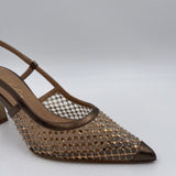 Slingback con dettaglio rete e perline - Ofelia 2528 BRONZO OFELIA 