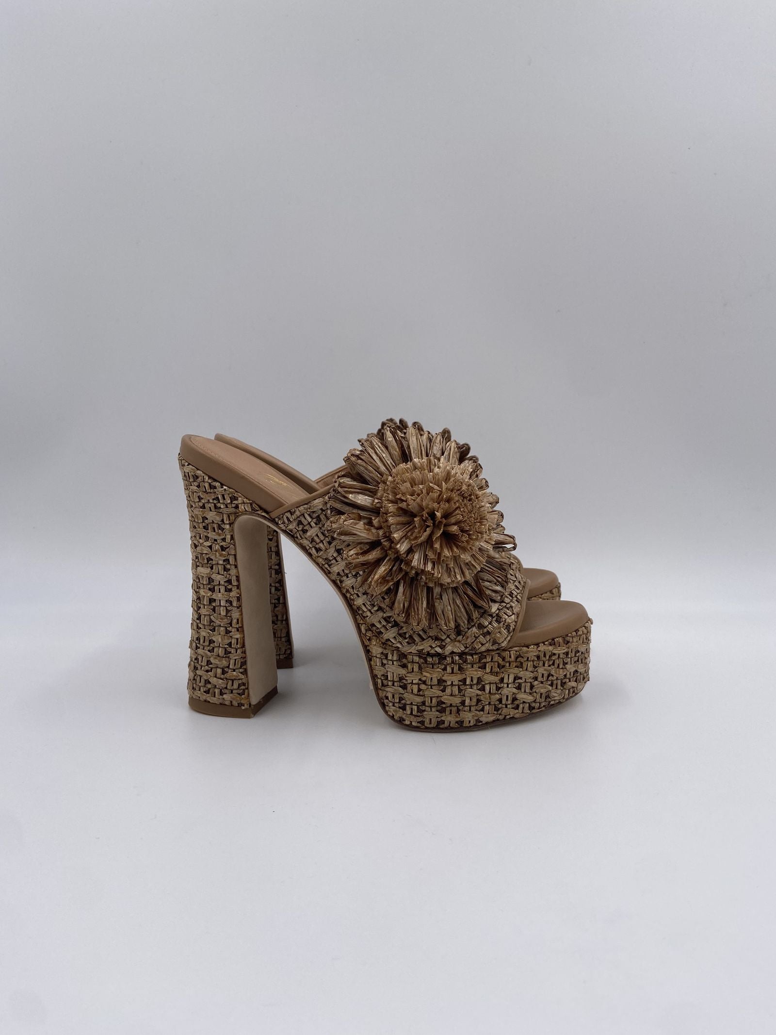 Sabot aperto in rafia con fiore - Ofelia 2588 BEIGE OFELIA 