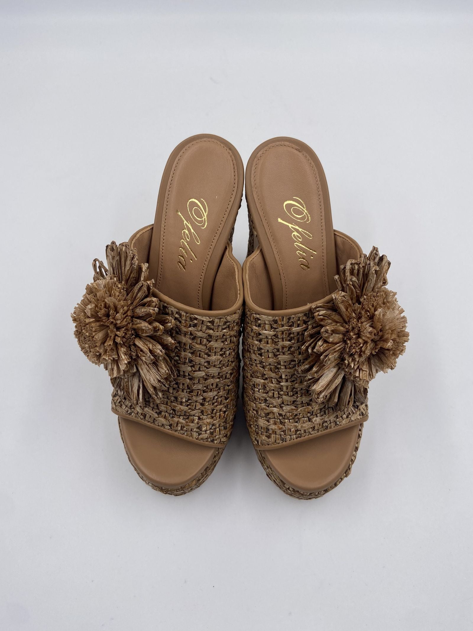 Sabot aperto in rafia con fiore - Ofelia 2588 BEIGE OFELIA 
