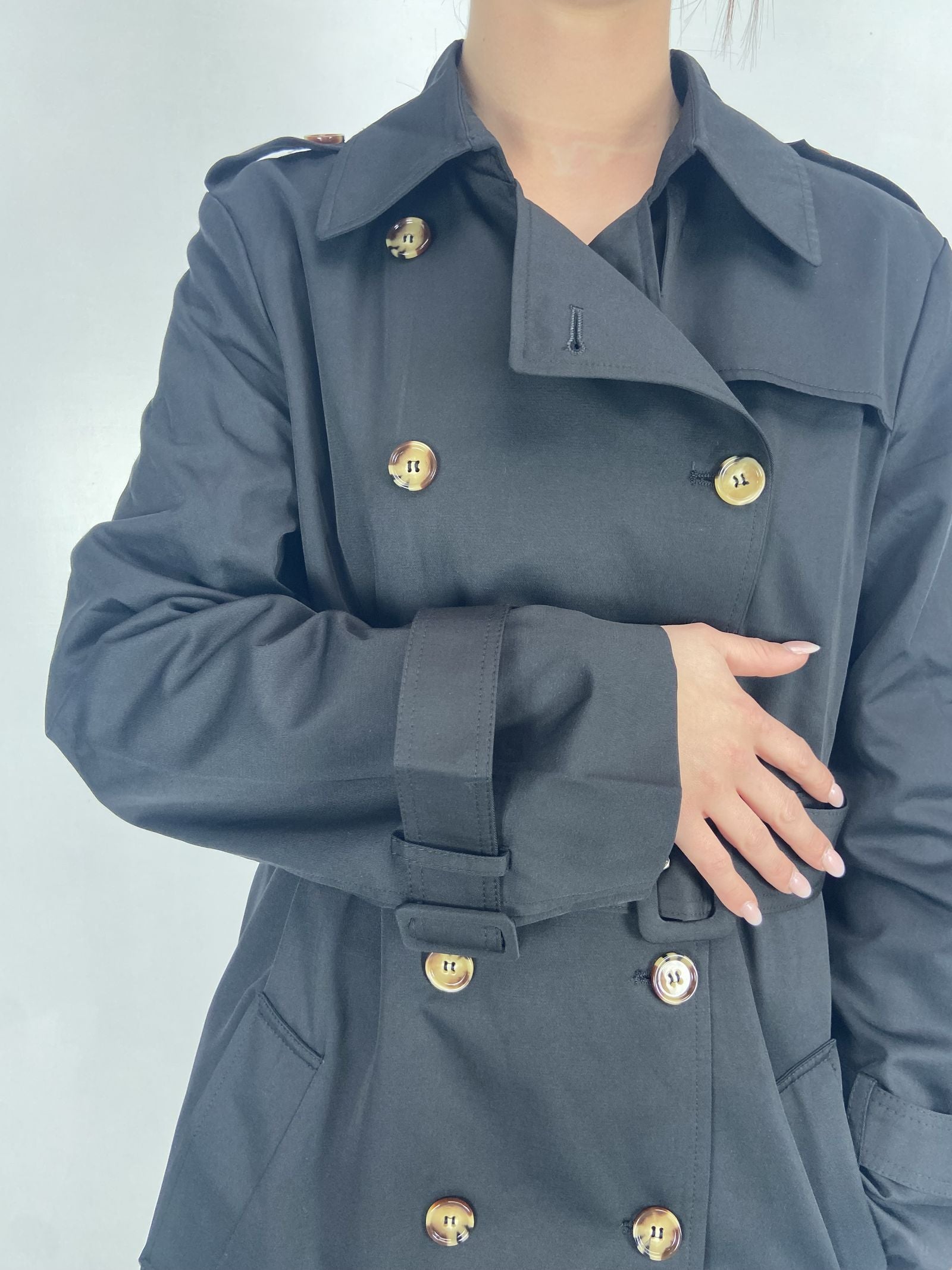 Trench doppio petto con cintura 333 NERO OFELIA 