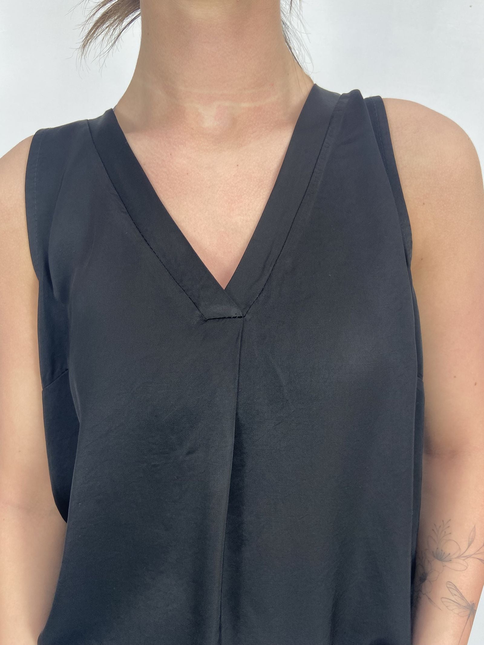 Top smanicato bimateriale 4005 NERO OFELIA 