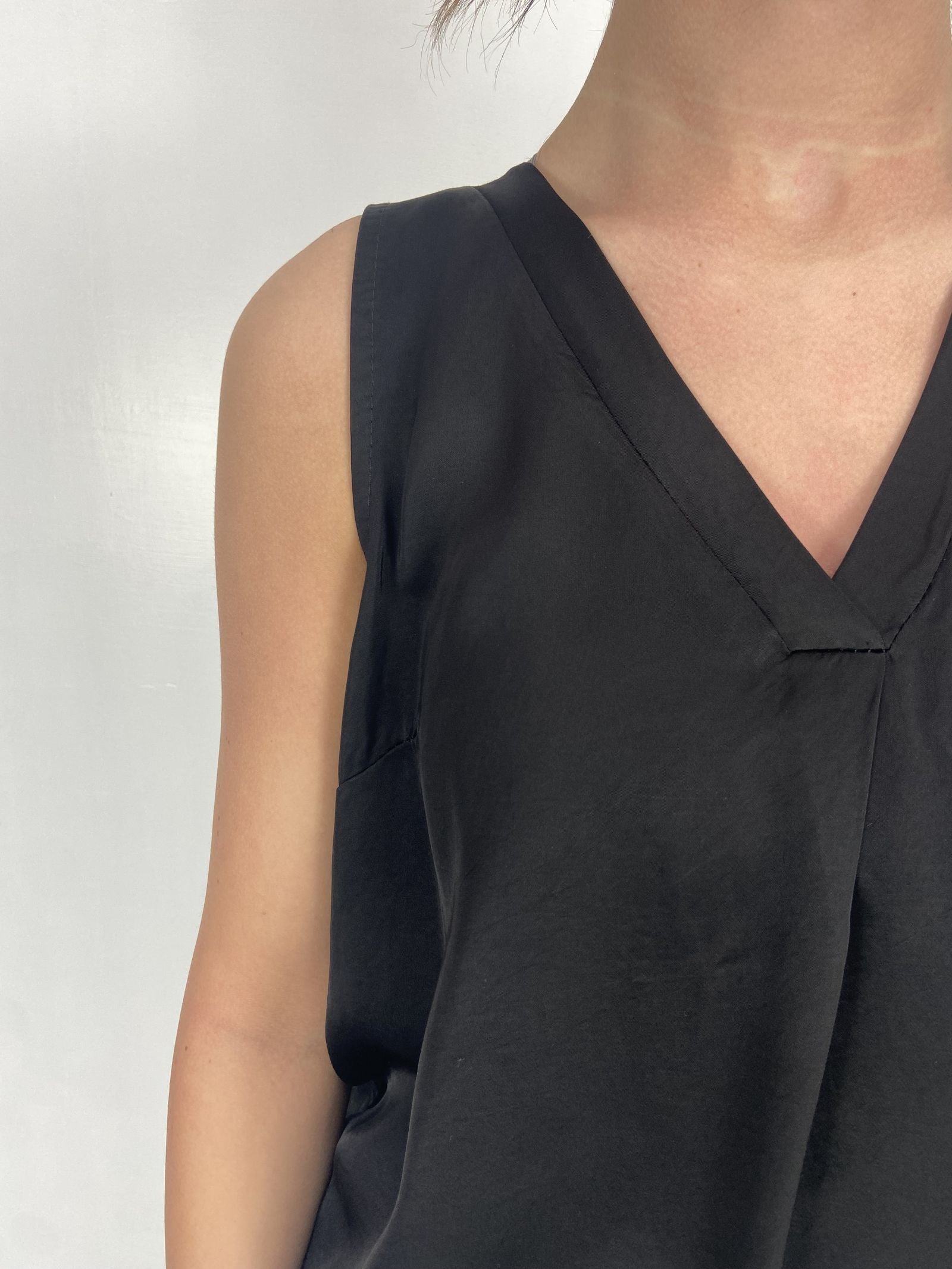 Top smanicato bimateriale 4005 NERO OFELIA 