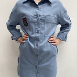 Camicia in denim con patch 525106BIS AZZURRO OFELIA 