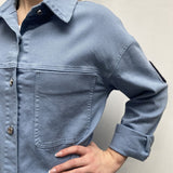 Camicia in denim con patch 525106BIS AZZURRO OFELIA 