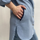 Camicia in denim con patch 525106BIS AZZURRO OFELIA 