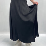Gonna lunga satinata con elastico in vita 8078 NERO OFELIA 