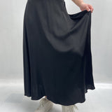 Gonna lunga satinata con elastico in vita 8078 NERO OFELIA 