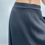 Gonna lunga satinata con elastico in vita 8078 NERO OFELIA 