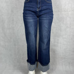 Jeans vita alta e gamba dritta con risvolto 824115JC771 DENIM OFELIA 