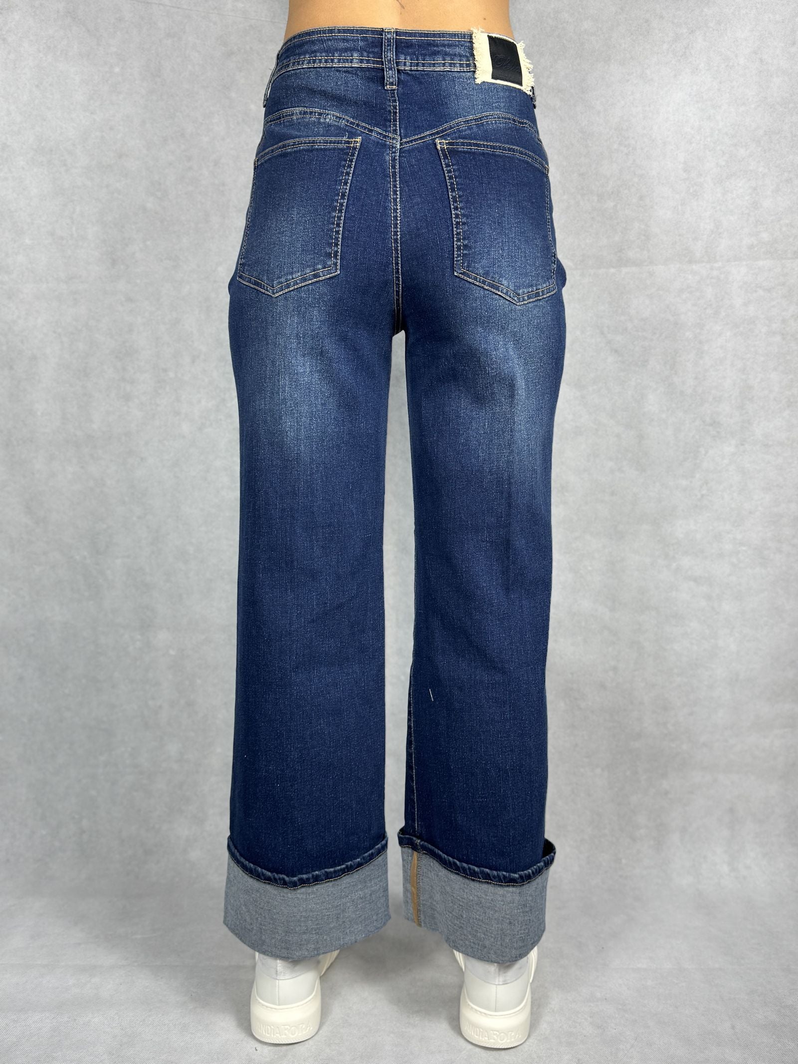 Jeans vita alta e gamba dritta con risvolto 824115JC771 DENIM OFELIA 