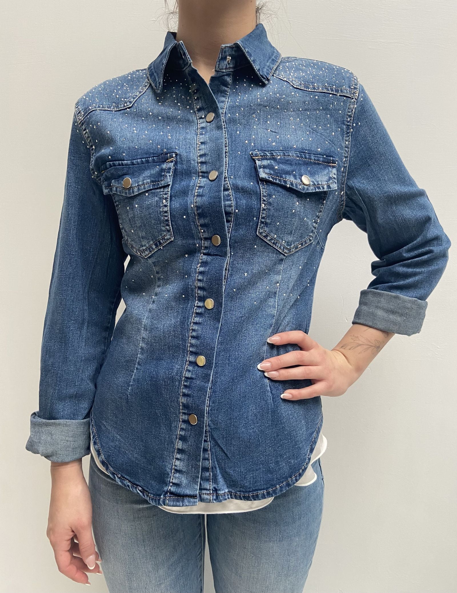 Camicia in denim con strass 9186SS DENIM OFELIA 