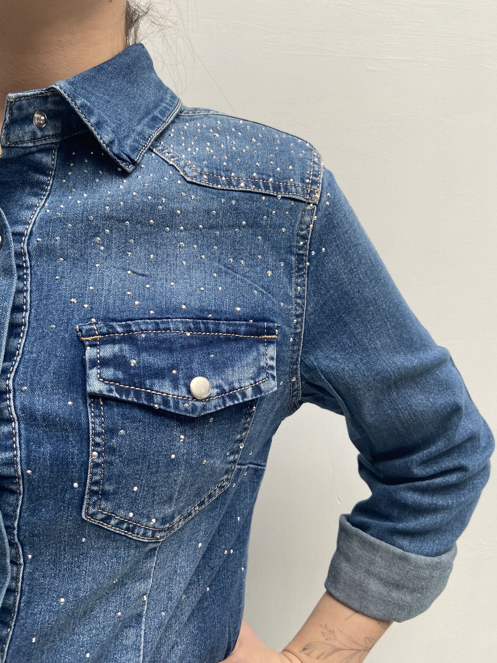 Camicia in denim con strass 9186SS DENIM OFELIA 