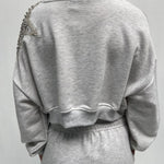 Felpa corta con stella argento A1277 GRIGIO OFELIA 