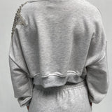 Felpa corta con stella argento A1277 GRIGIO OFELIA 