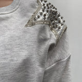 Felpa corta con stella argento A1277 GRIGIO OFELIA 