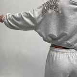 Felpa corta con stella argento A1277 GRIGIO OFELIA 