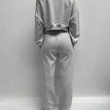 Felpa corta con stella argento A1277 GRIGIO OFELIA 