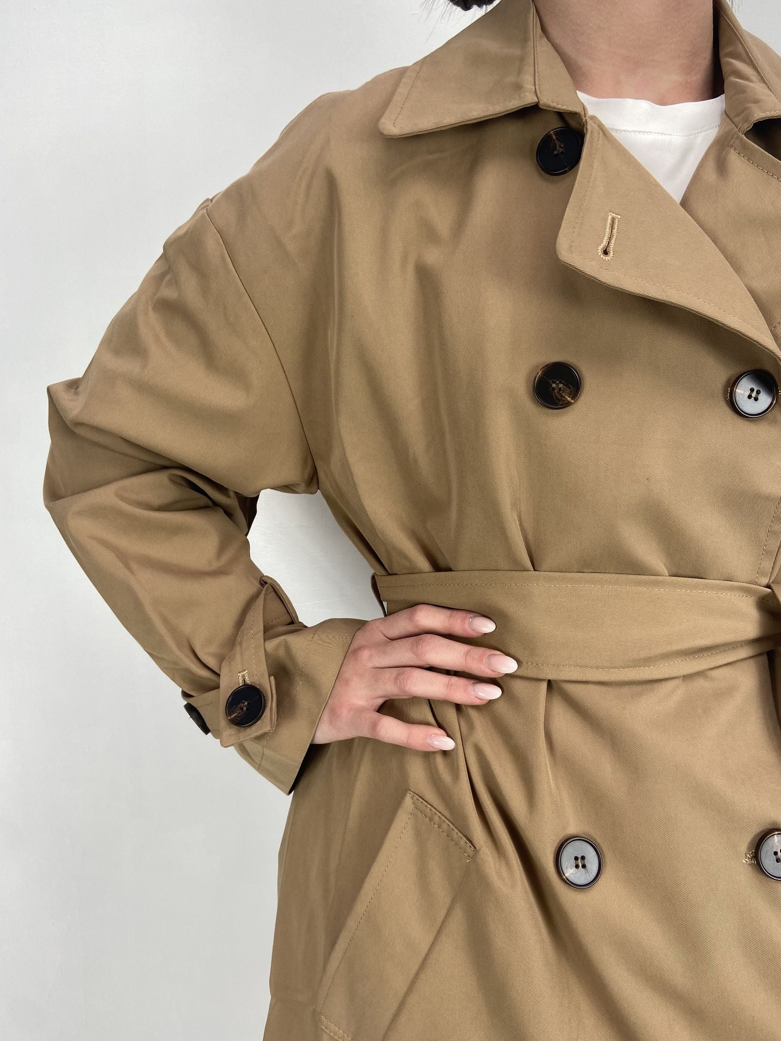 Trench lungo doppio petto B9322 CAMMELLO OFELIA 