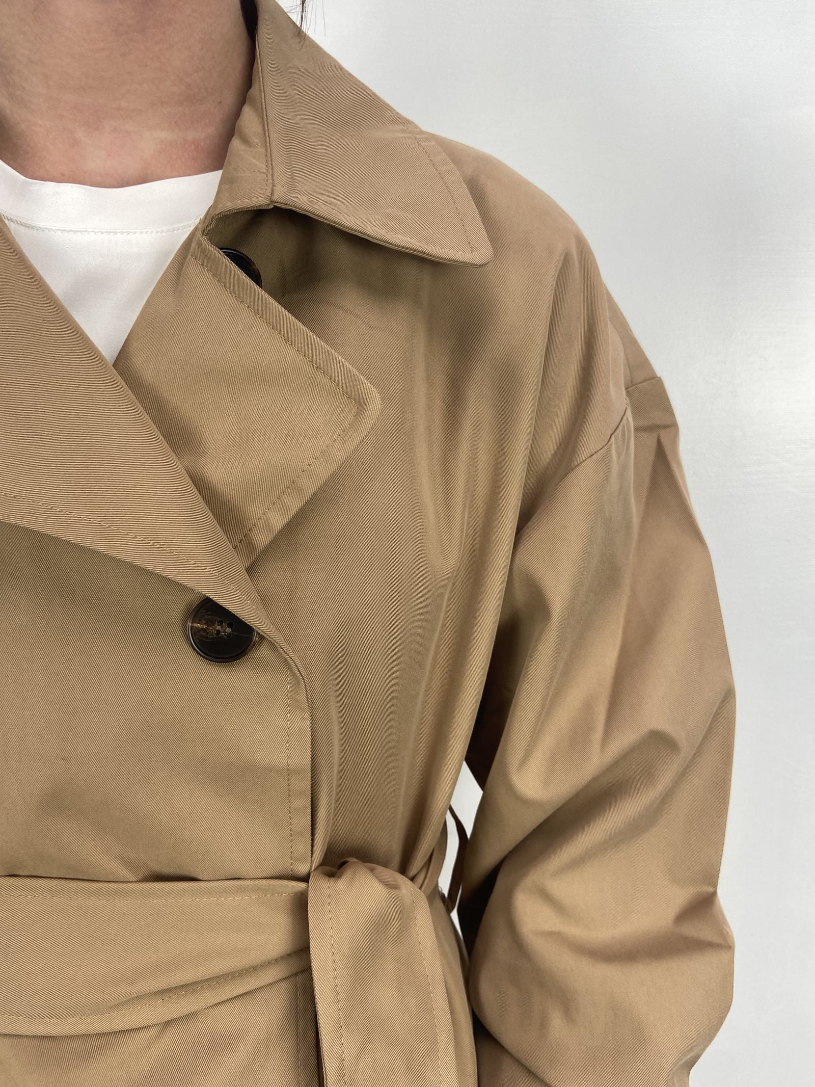 Trench lungo doppio petto B9322 CAMMELLO OFELIA 
