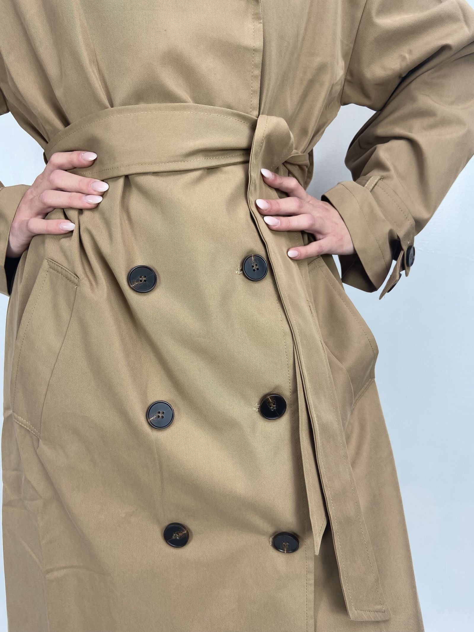 Trench lungo doppio petto B9322 CAMMELLO OFELIA 