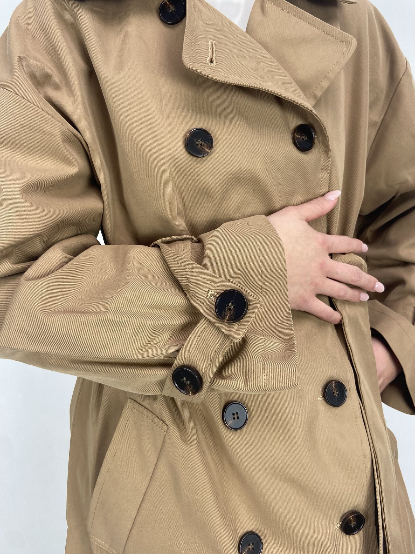 Trench lungo doppio petto B9322 CAMMELLO OFELIA 