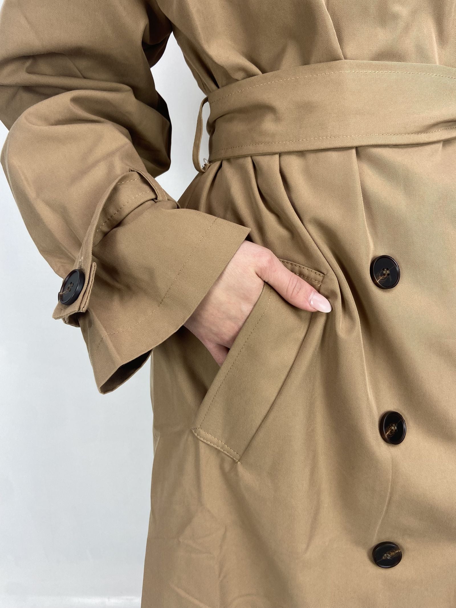 Trench lungo doppio petto B9322 CAMMELLO OFELIA 