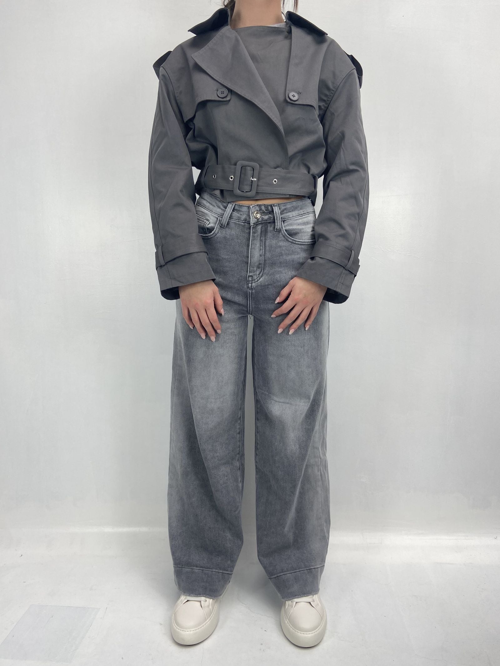 Giacca trench doppio petto B9603 GRIGIO OFELIA 