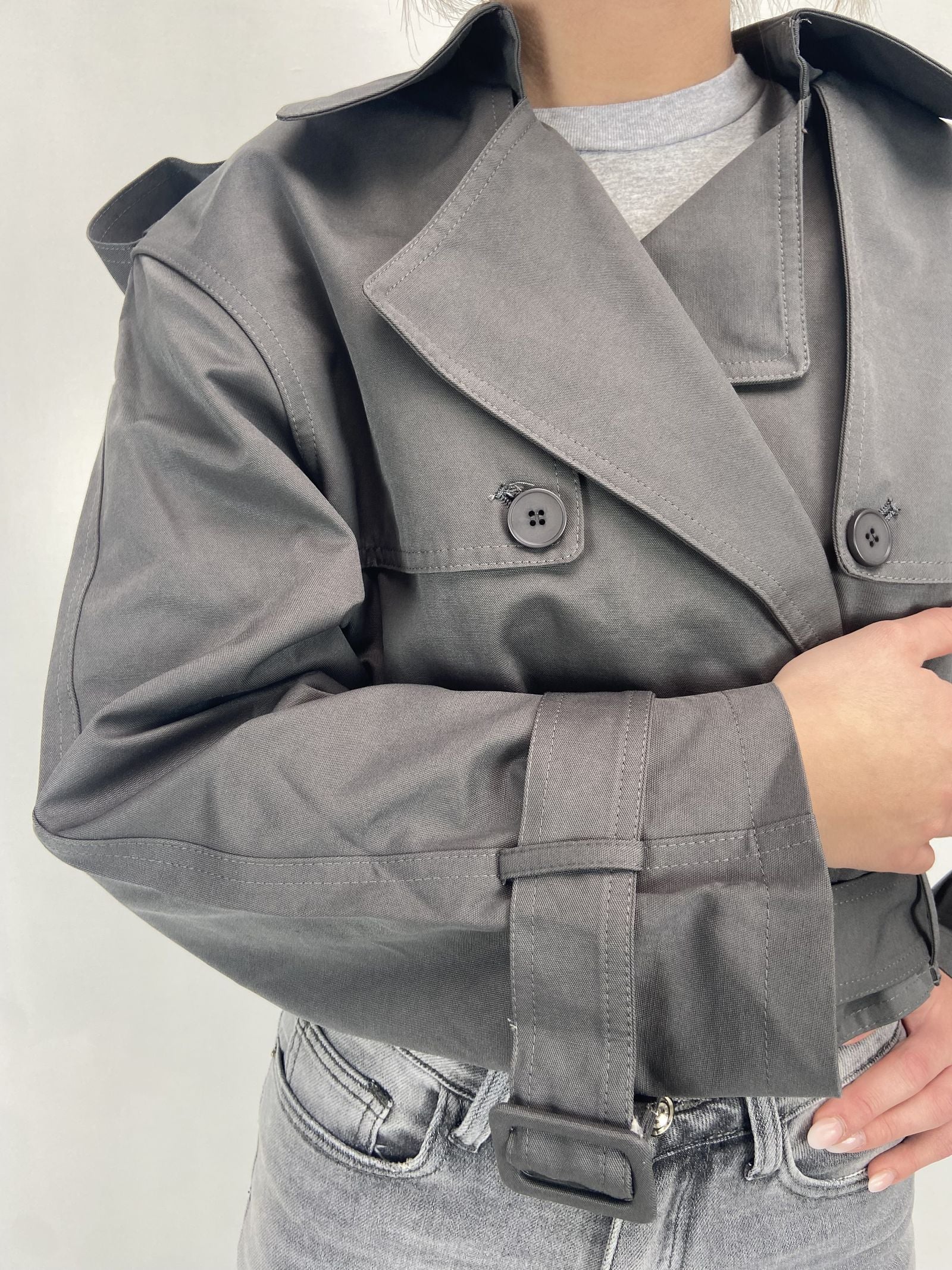 Giacca trench doppio petto B9603 GRIGIO OFELIA 