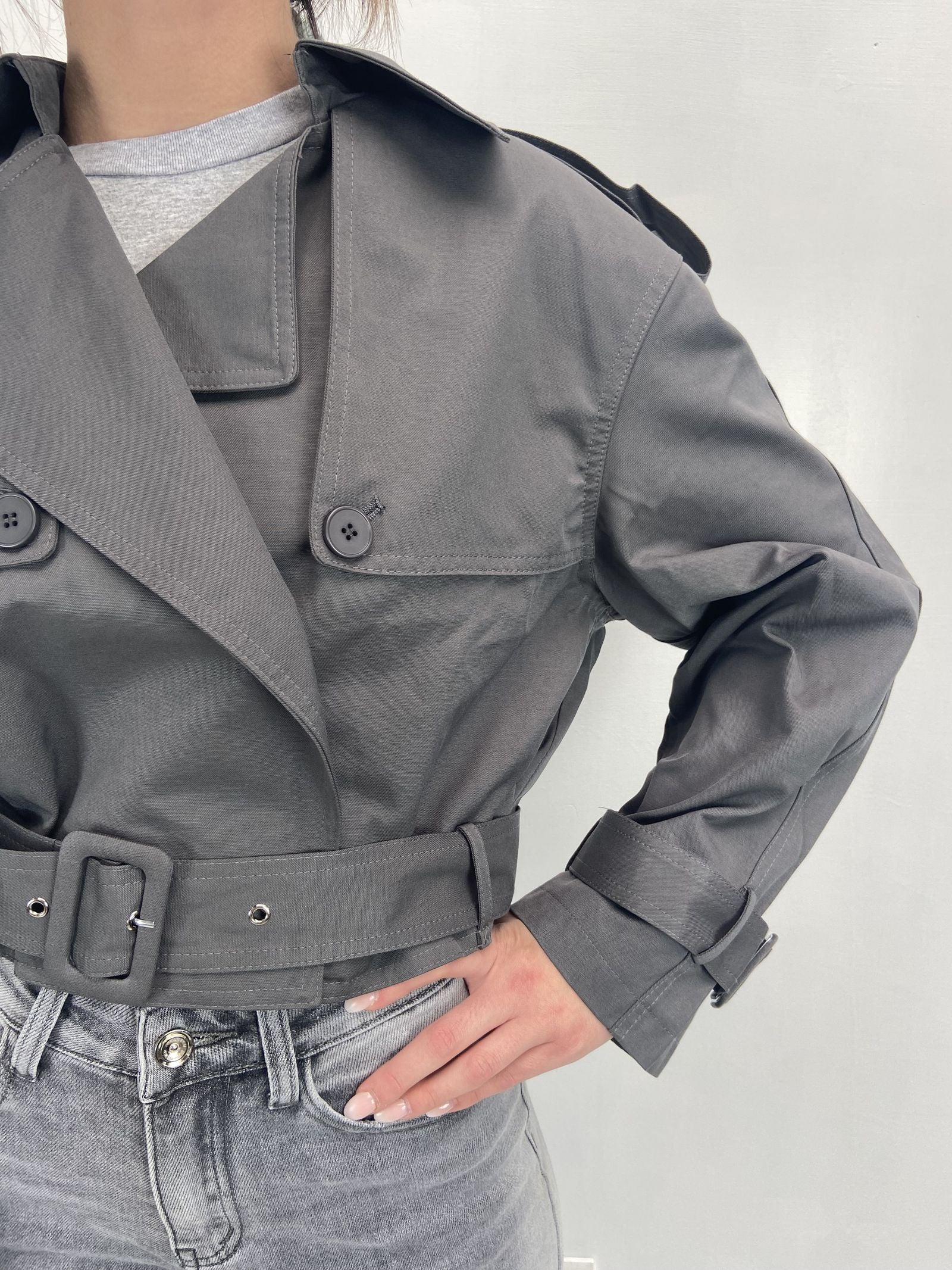 Giacca trench doppio petto B9603 GRIGIO OFELIA 