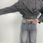 Giacca trench doppio petto B9603 GRIGIO OFELIA 