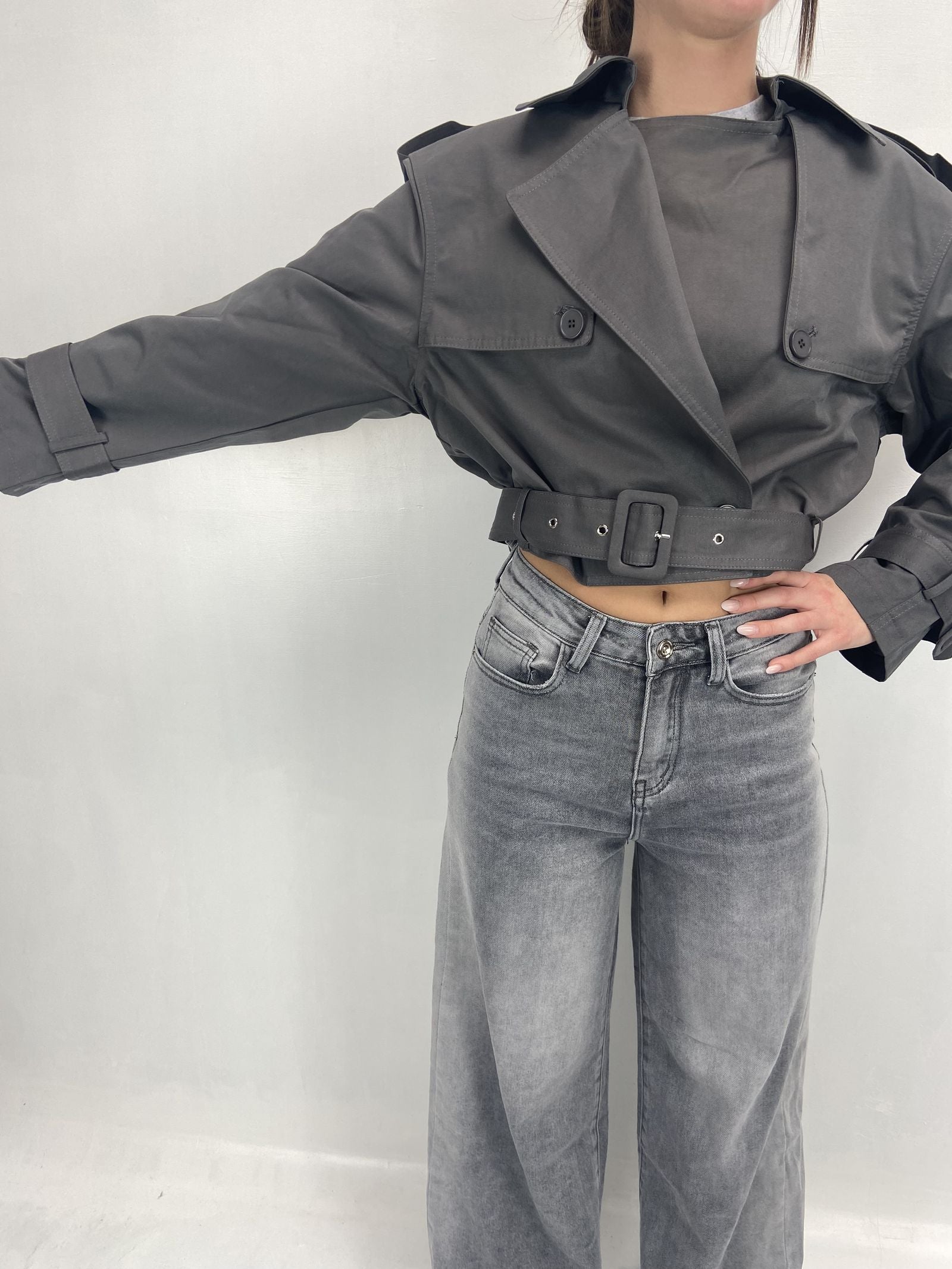 Giacca trench doppio petto B9603 GRIGIO OFELIA 