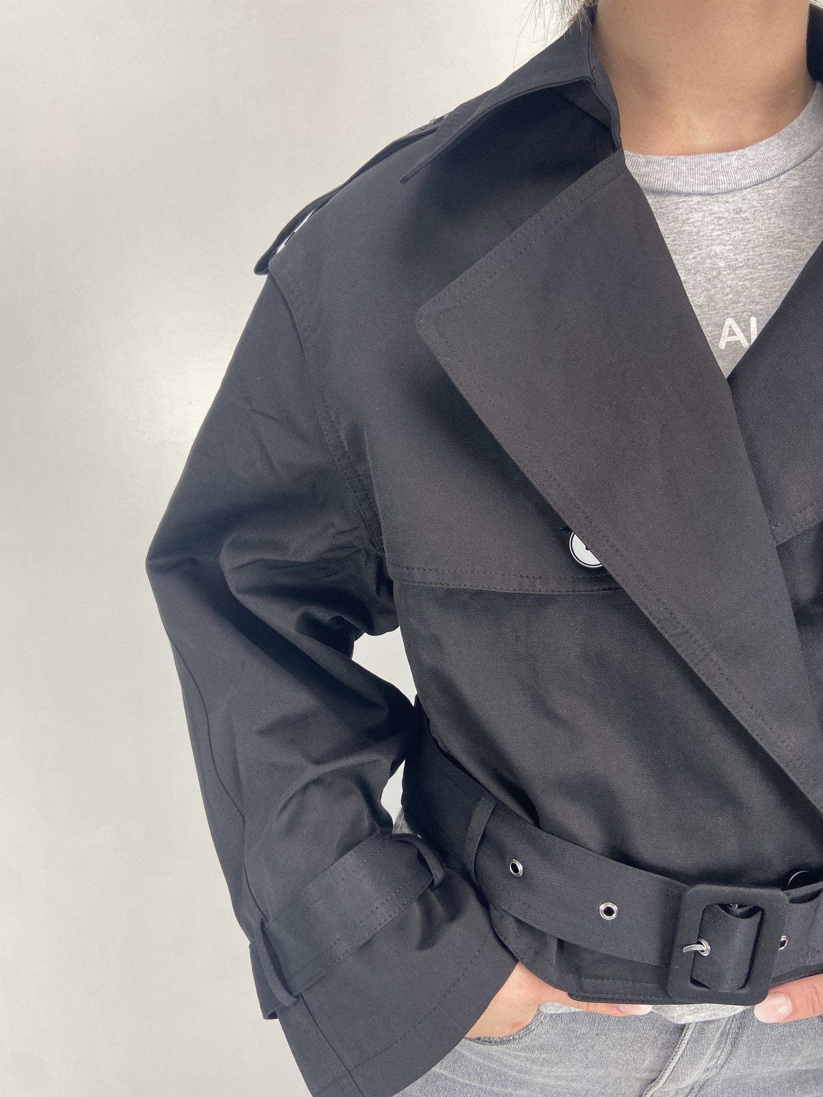 Giacca trench doppio petto B9603 NERO OFELIA 