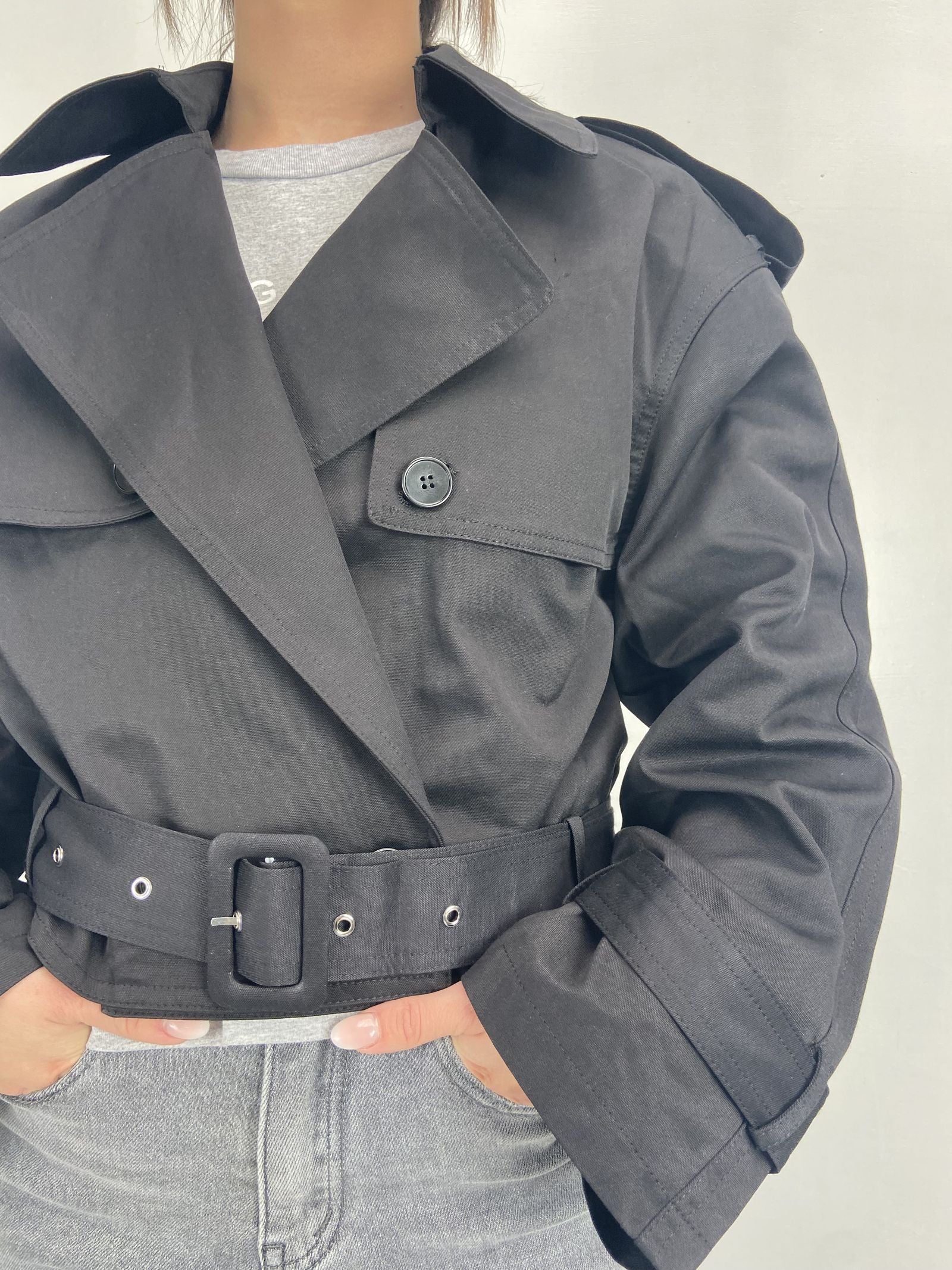Giacca trench doppio petto B9603 NERO OFELIA 