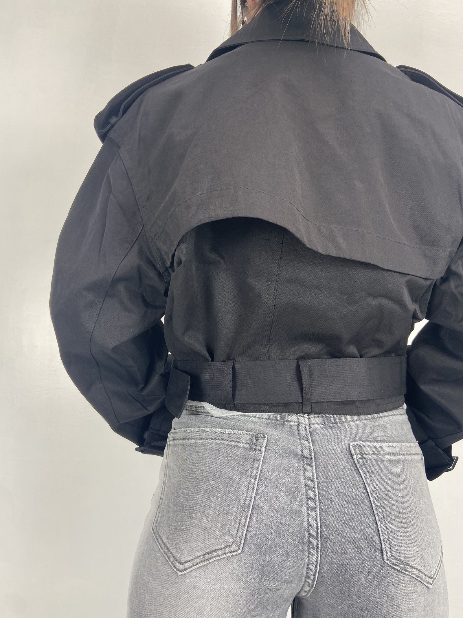 Giacca trench doppio petto B9603 NERO OFELIA 
