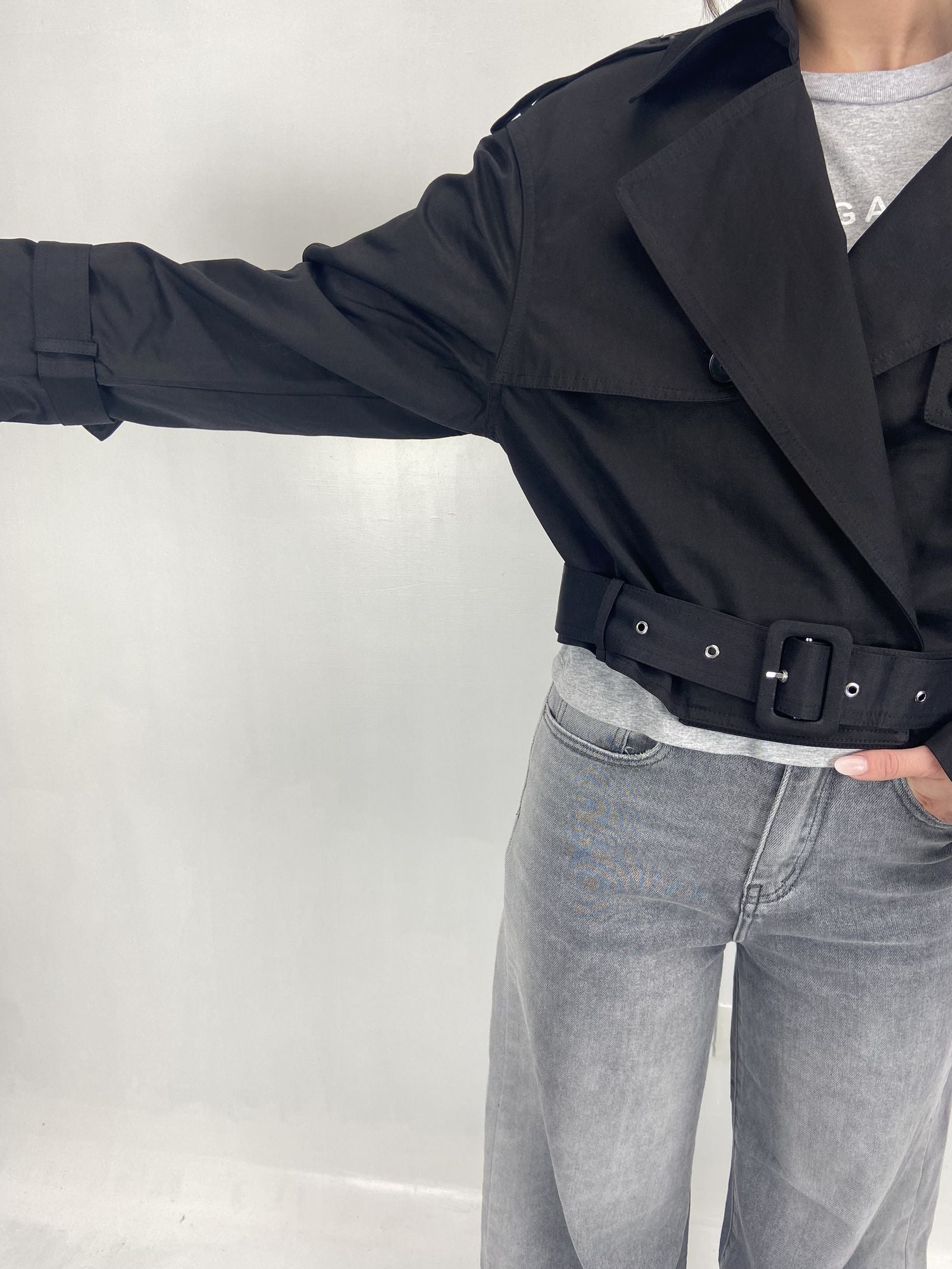 Giacca trench doppio petto B9603 NERO OFELIA 